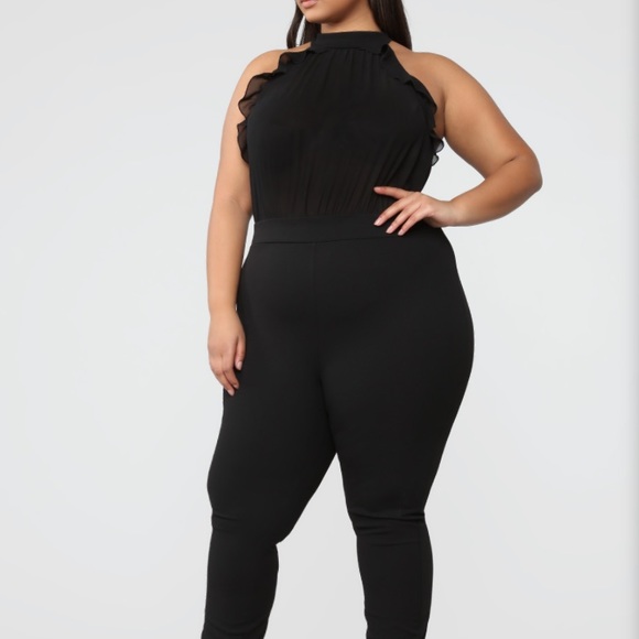 Black Sheer Ruffle Romper - Plus Size Avail - Picture 3 of 8